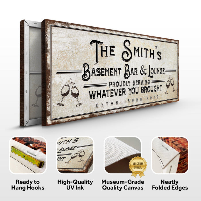 Basement Bar And Lounge Sign Tailored Canvases