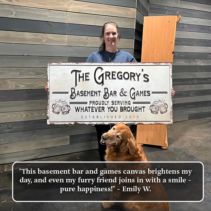 Basement Bar And Lounge Sign Tailored Canvases