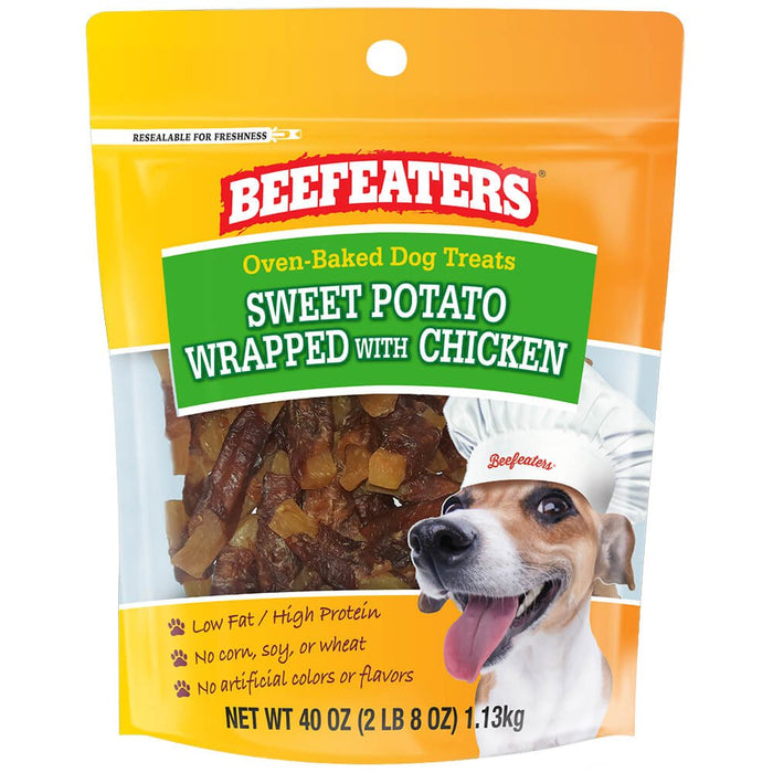 Beefeaters Sweet Potato Wrapped with Chicken | No Corn, Wheat, Soy, Gluten, Low Fat | Chewy Whole Muscle Jerky | Dog Training Treats Reward or Snack - 031BE-02394 - 40oz - 5