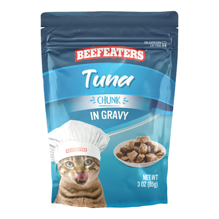Beefeaters Wet Cat Food Pouch, Tuna Chunk in Gravy, 3 oz, Case of 24 - 030BE-345715 - 1