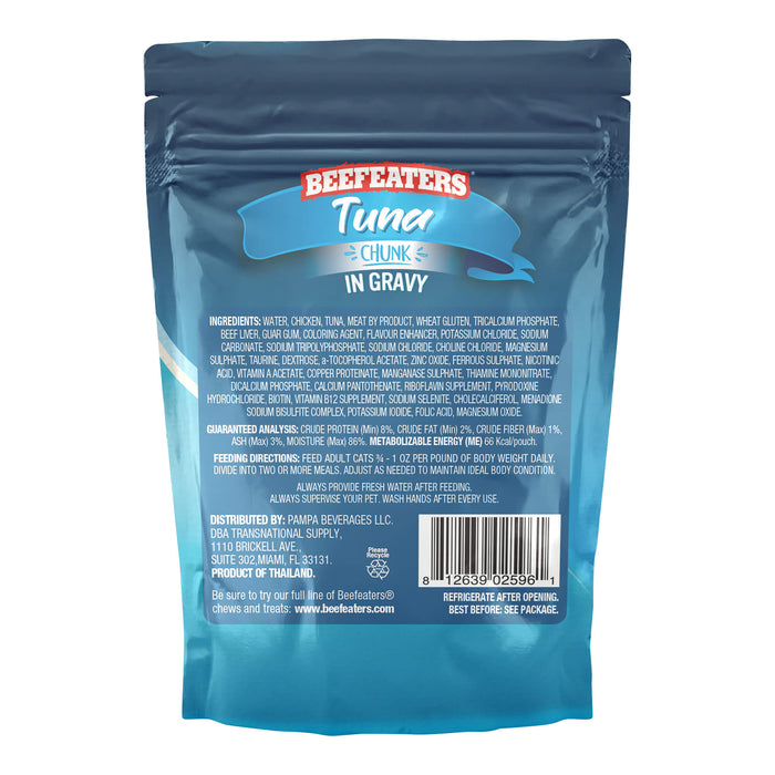 Beefeaters Wet Cat Food Pouch, Tuna Chunk in Gravy, 3 oz, Case of 24 - 030BE-345715 - 2