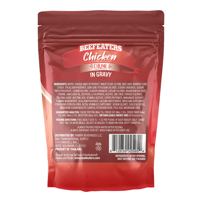 Beefeaters Wet Cat Food Pouch, Chicken Chunk in Gravy, 3 oz, Case of 24 - 030BE-345714 - Chicken in Gravy - Case of 24 (3 oz Pouches) - 2