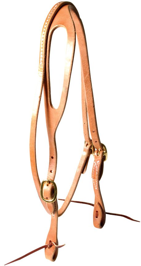 Berlin Leather Hermann Oak Shaped Ear Headstall with Throat Latch - BCLDC - 1