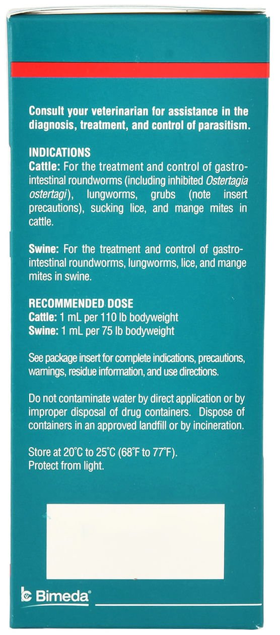 Bimectin Injection (1%) Cattle & Swine Dewormer - MOBB4 - 250 mL - 3