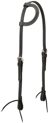 Black Latigo Leather Sliding Ear Headstall - WLC5AR - 1