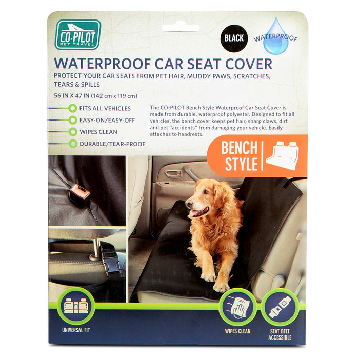 Black Waterproof Bench Pet Car Seat Cover, 56" x 47" - KL2C - Black - 56" x 47" - 3
