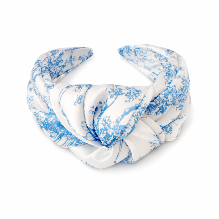 Blue And White Toile Knotted Headband Ellisonyoung.com