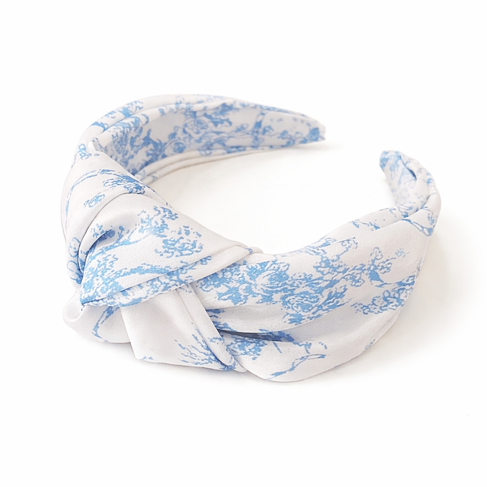 Blue And White Toile Knotted Headband Ellisonyoung.com