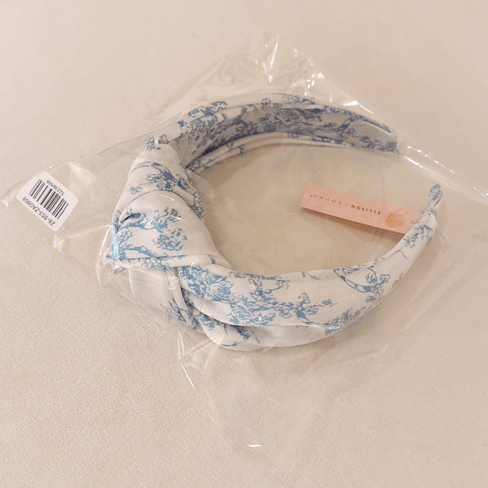 Blue And White Toile Knotted Headband Ellisonyoung.com