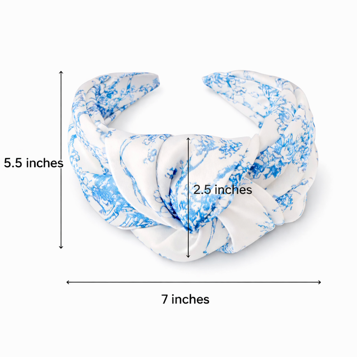 Blue And White Toile Knotted Headband Ellisonyoung.com