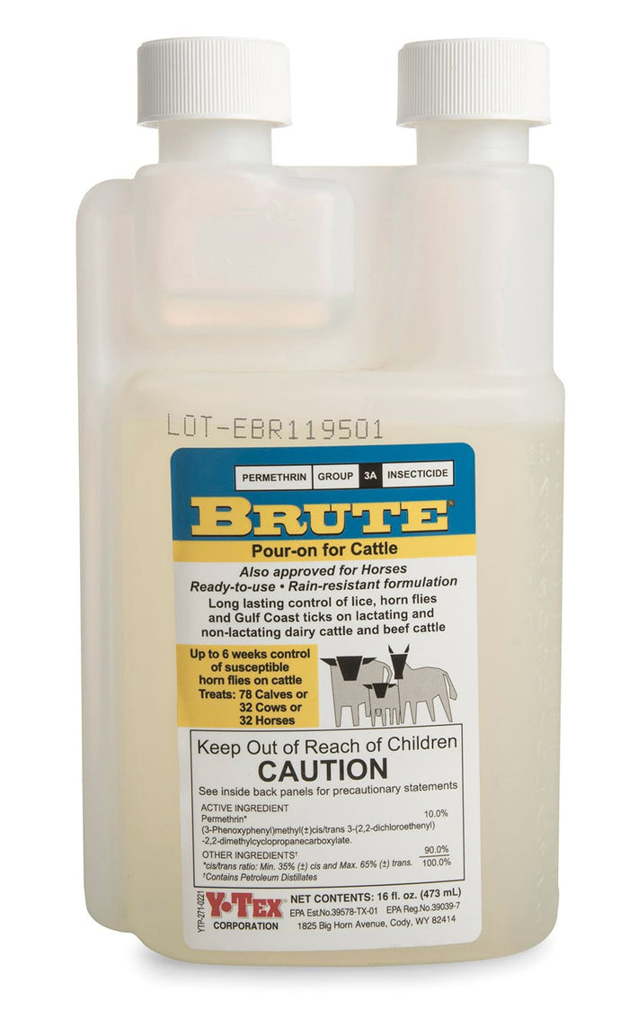 Brute Pour - On Insecticide for Fly & Pest Control - Y2A4 - Pour - On - 1 pint - 1