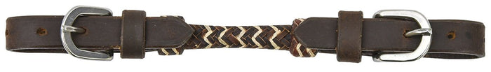 Buffalo Leather Curb Strap With Rawhide - BUF18 - Chocolate Rawhide - 1