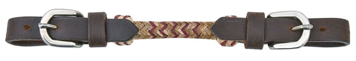 Buffalo Leather Curb Strap With Rawhide - BUF19 - Natural Rawhide - 2