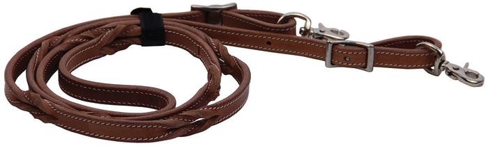Buffalo Leather Twisted Knot Roping Rein, 7' - BUF2C - Light Oil - 1