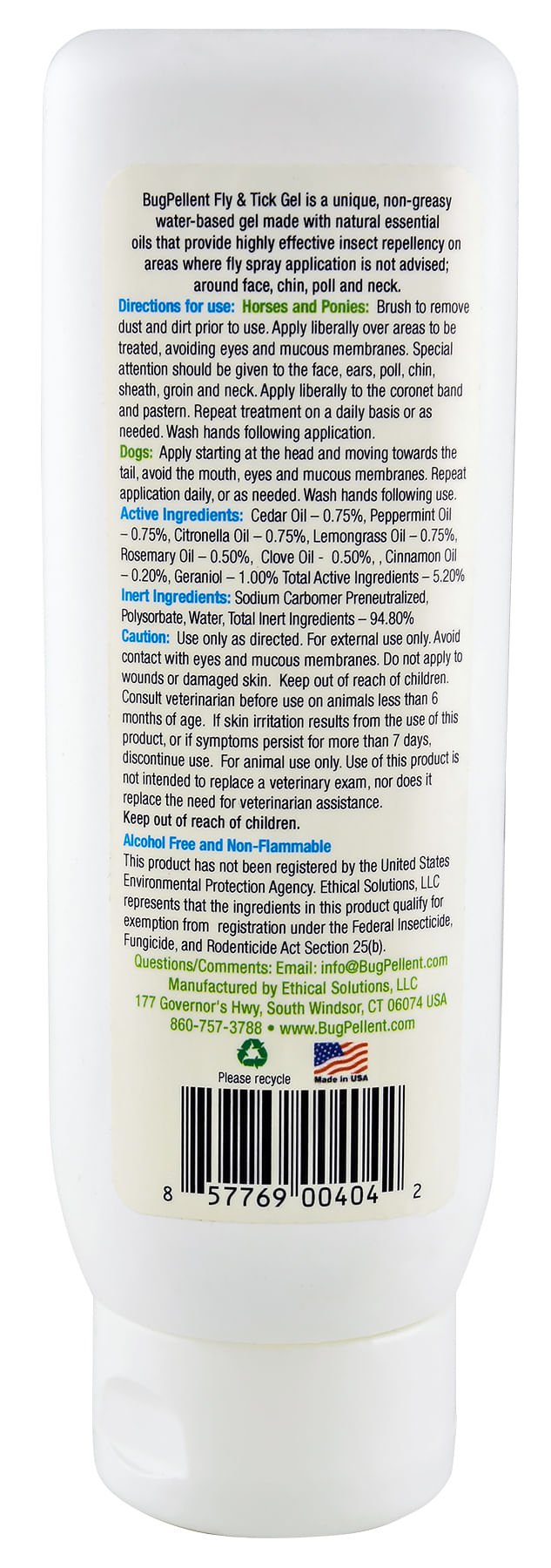 BugPellent Natural Fly & Tick Gel - 5YZL - 8 oz - 5