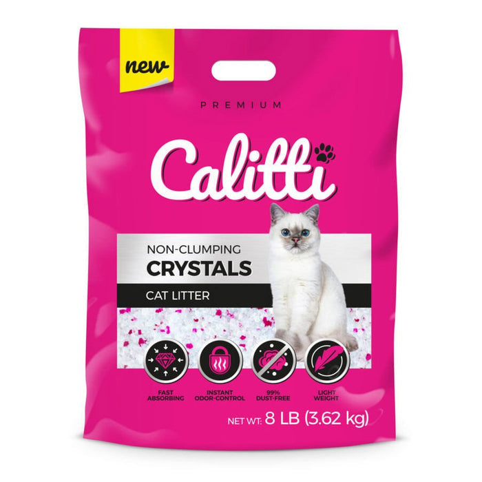 Calitti Non - Clumping Cat Litter Crystals with Silica Gel, 8 lbs - SD214-4 - 4 Pack - 1