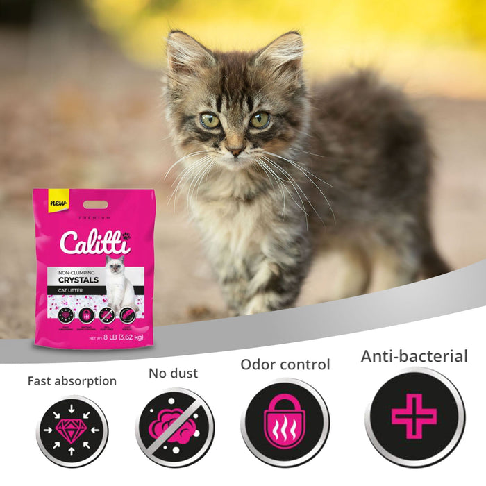 Calitti Non - Clumping Cat Litter Crystals with Silica Gel, 8 lbs - SD214-4 - 4 Pack - 2