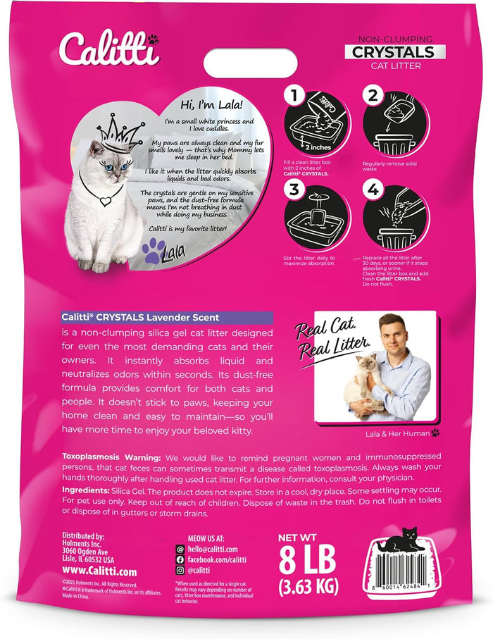 Calitti Crystals Cat Litter, Lavender Scent  8lb Color Purple granules