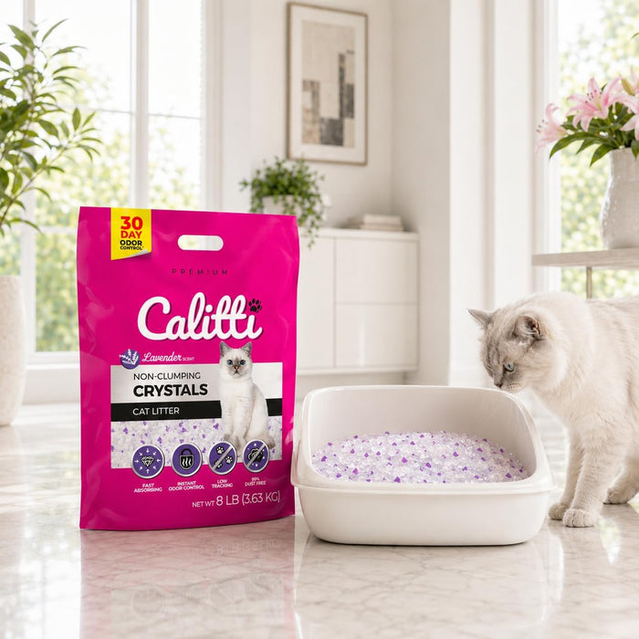 Calitti Crystals Cat Litter, Lavender Scent  8lb Color Purple granules