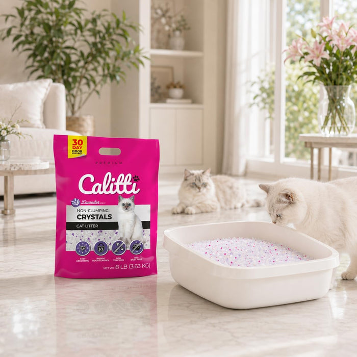 Calitti Crystals Cat Litter, Lavender Scent  8lb Color Purple granules