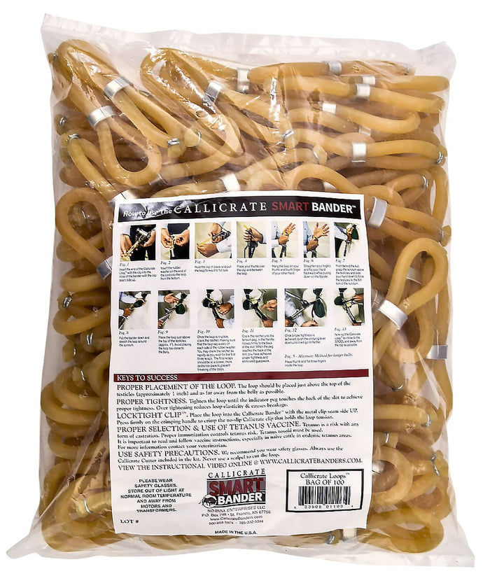 Callicrate SMART Bander & Replacement Parts – Precision Livestock Banding Tool - 5PC3 - Replacement Bands - Bag of 100 - 6