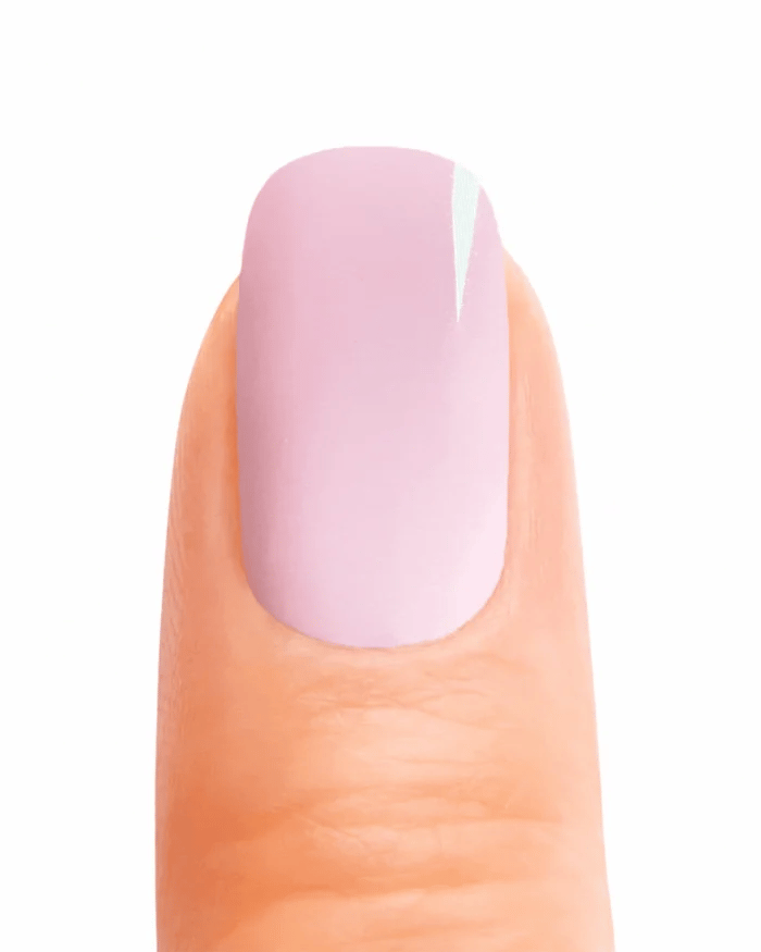 Stickers ongles en gel rose clair avec effet marbré et liseret pailleté