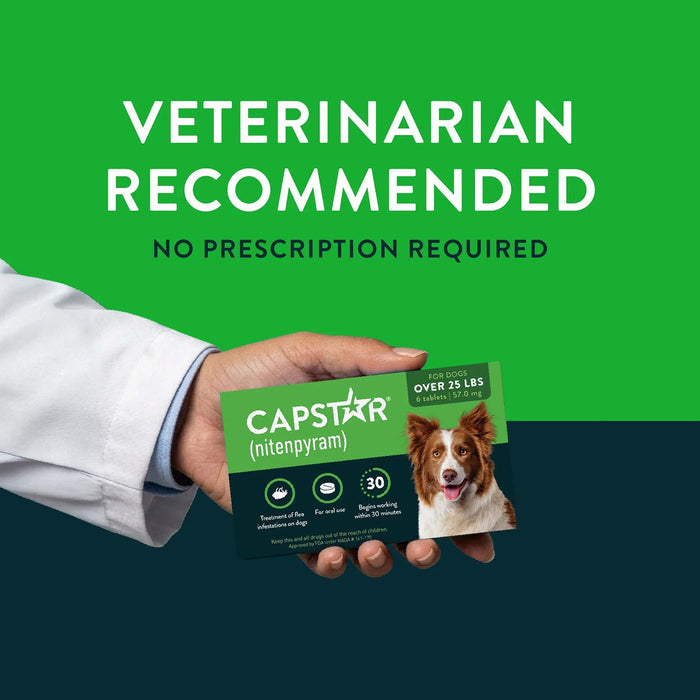 Capstar Oral Flea Treatment for Dogs - WVCB - 25 - 125 lbs - 6 tablets - 7