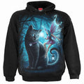 CAT AND FAIRY - Kids Front Print Hoody Black Spiral USA
