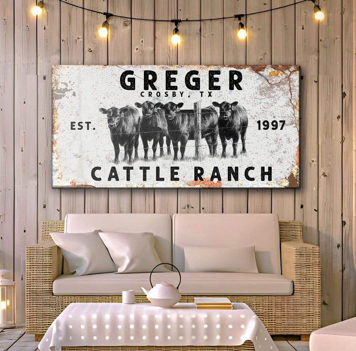 Cattle Ranch Rustic Sign Tailored Canvases