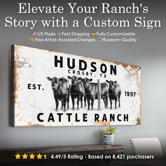 Cattle Ranch Rustic Sign Tailored Canvases