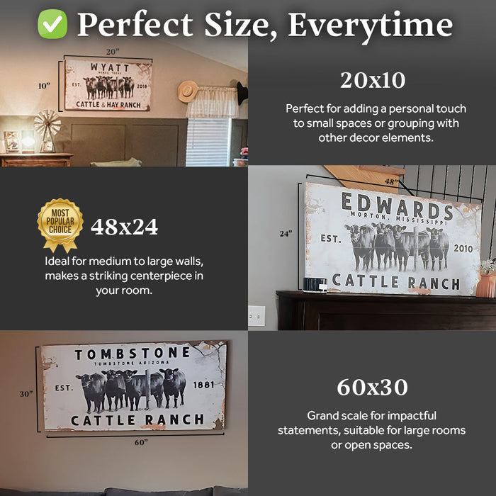 Cattle Ranch Rustic Sign Tailored Canvases