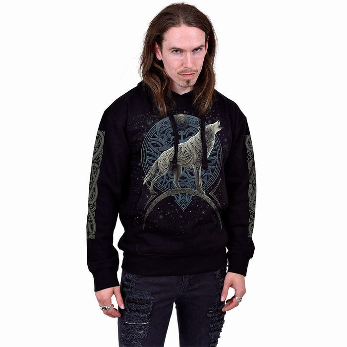 CELTIC WOLF - Hoody Black Spiral USA