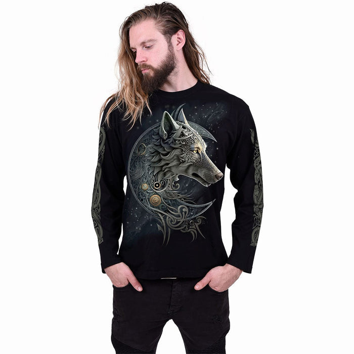 CELTIC WOLF - Longsleeve T-Shirt Black Spiral USA