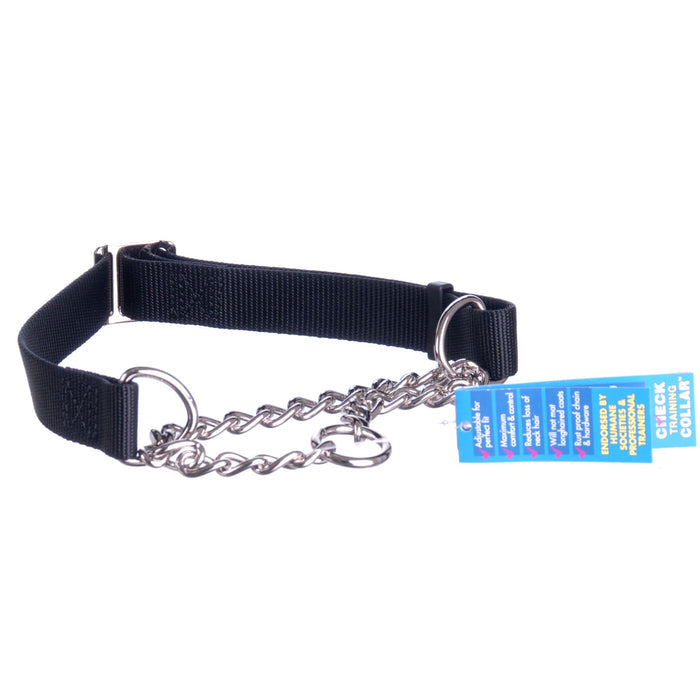 Check - Choke Dog Training Collar - C23H - Black - 3/4"W x 14" - 20"L - 2