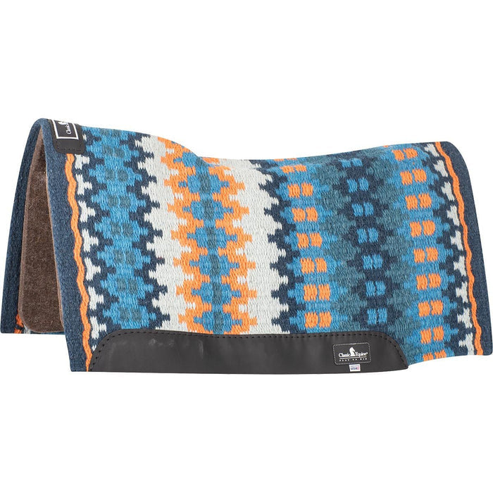 Classic Equine Contour Wool Top Alpaca Saddle Pad - CR1QQ - Navy & Tangerine - 32" x 34" - 1