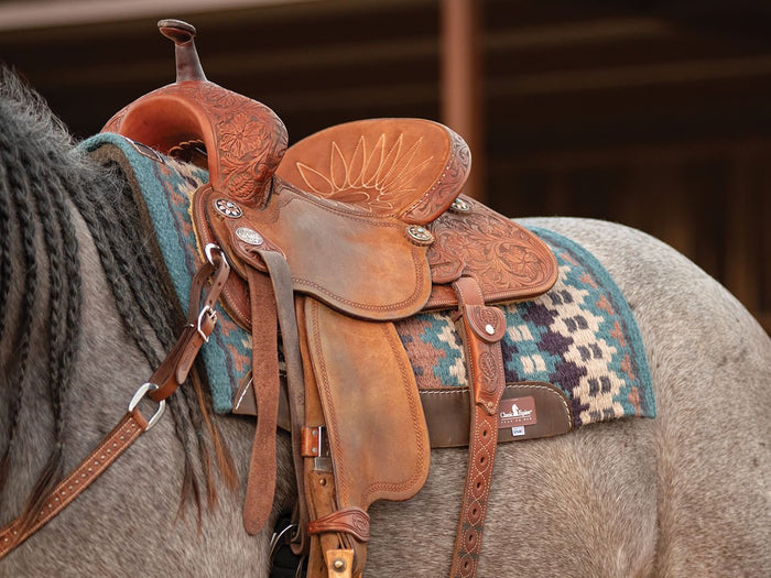 Classic Equine Contour Wool Top Alpaca Saddle Pad - CR1QR - Rose & Pistachio - 32" x 34" - 5