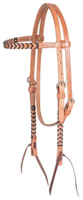 Classic Equine Laced Browband Headstall, Full - CR98 - Brown/Black - 2