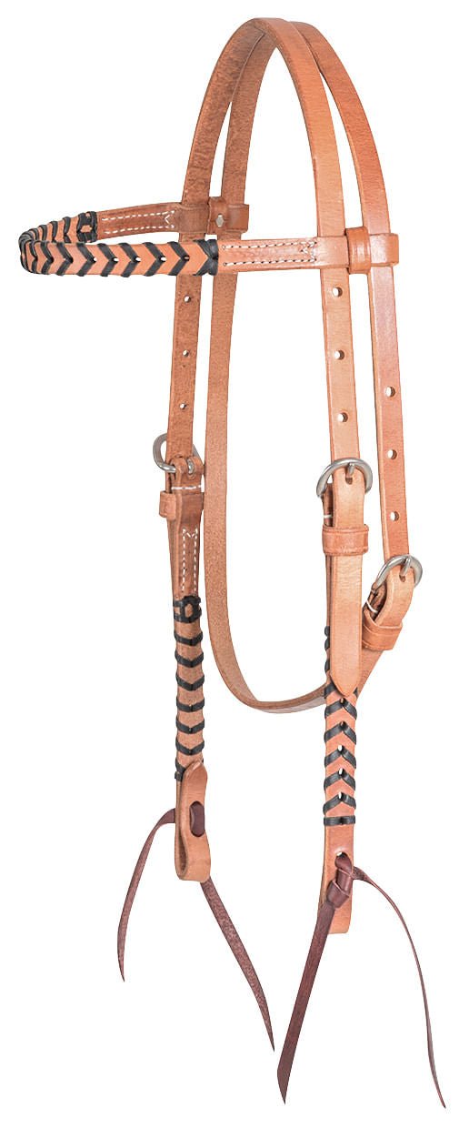 Classic Equine Laced Browband Headstall, Full - CR98 - Brown/Black - 2