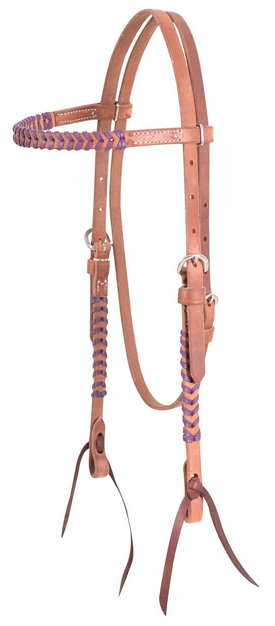 Classic Equine Laced Browband Headstall, Full - CR98 - Brown/Black - 3
