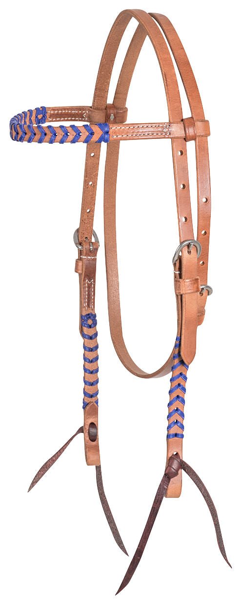 Classic Equine Laced Browband Headstall, Full - CR9A - Brown/Blue - 4