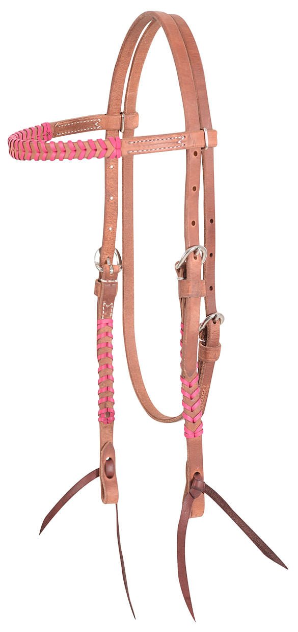 Classic Equine Laced Browband Headstall, Full - CR9A - Brown/Blue - 5