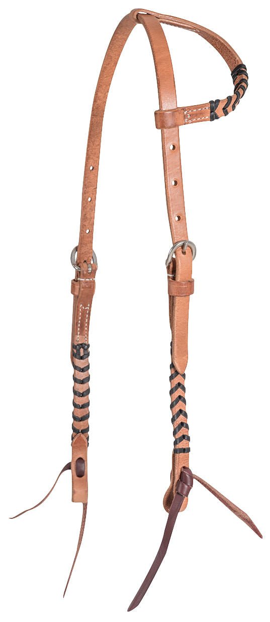 Classic Equine Laced One Ear Headstall, Full - CR9F - Brown/Black - 1