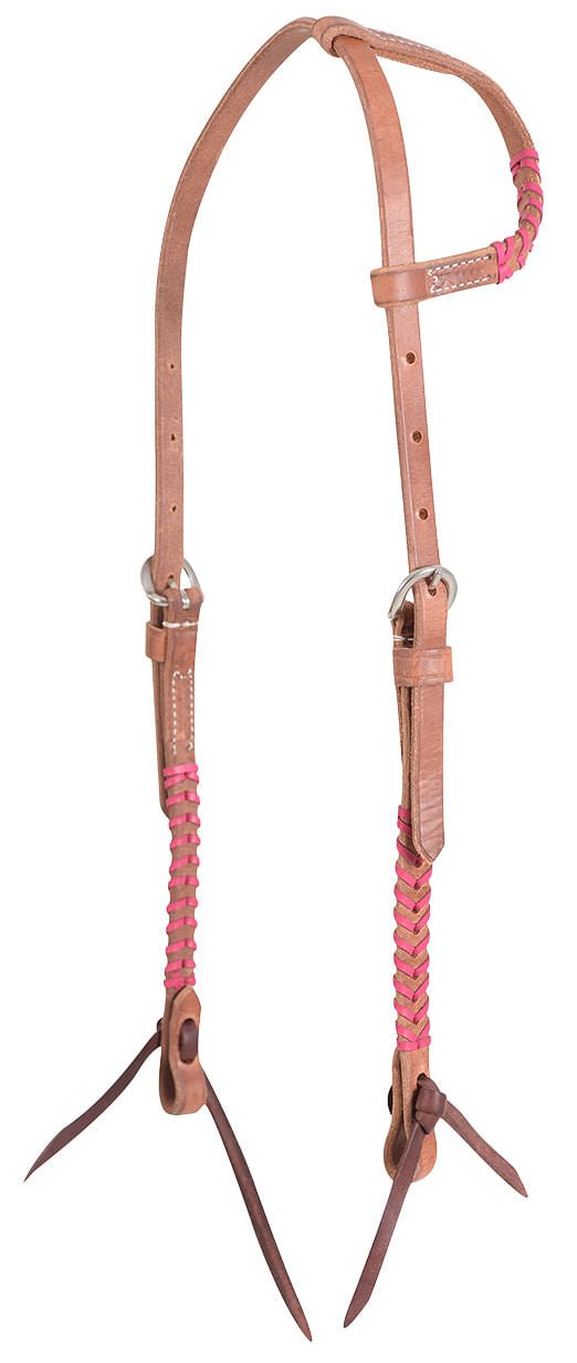 Classic Equine Laced One Ear Headstall, Full - CR9J - Brown/Pink - 4