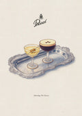 The Percival Cocktails giclée print featuring a detailed illustration of two cocktails on a silver tray.