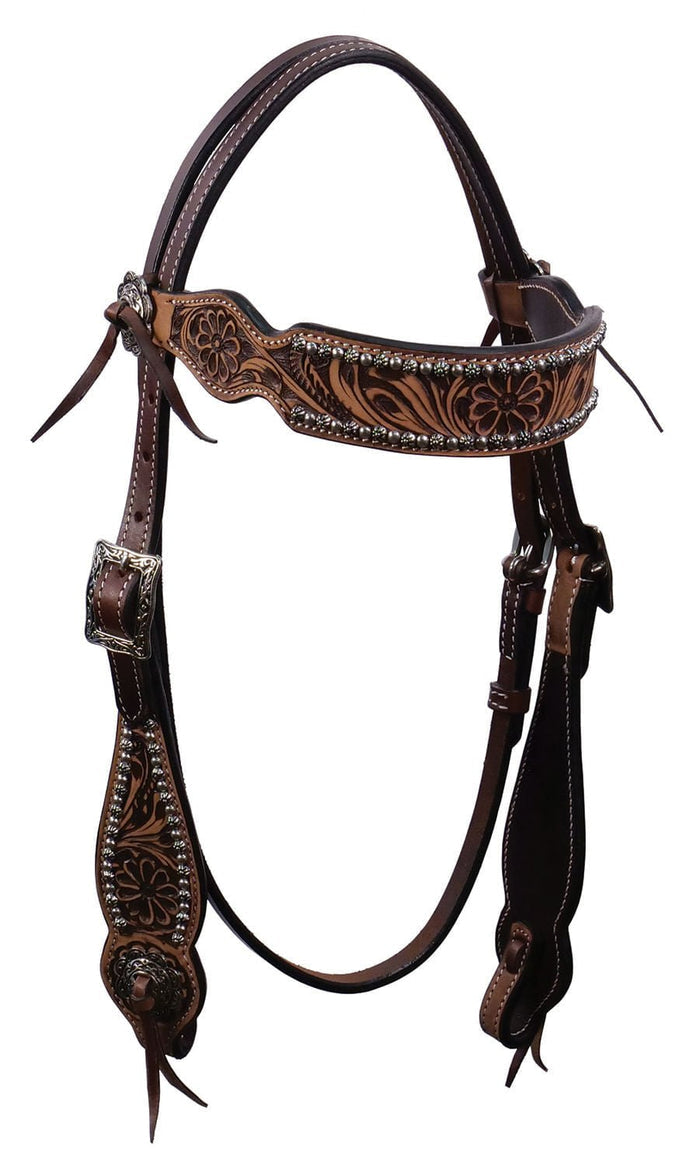 Cody Pro Flower Tooled Headstall - BUF2H - 1
