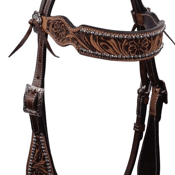 Cody Pro Flower Tooled Headstall - BUF2H - 3