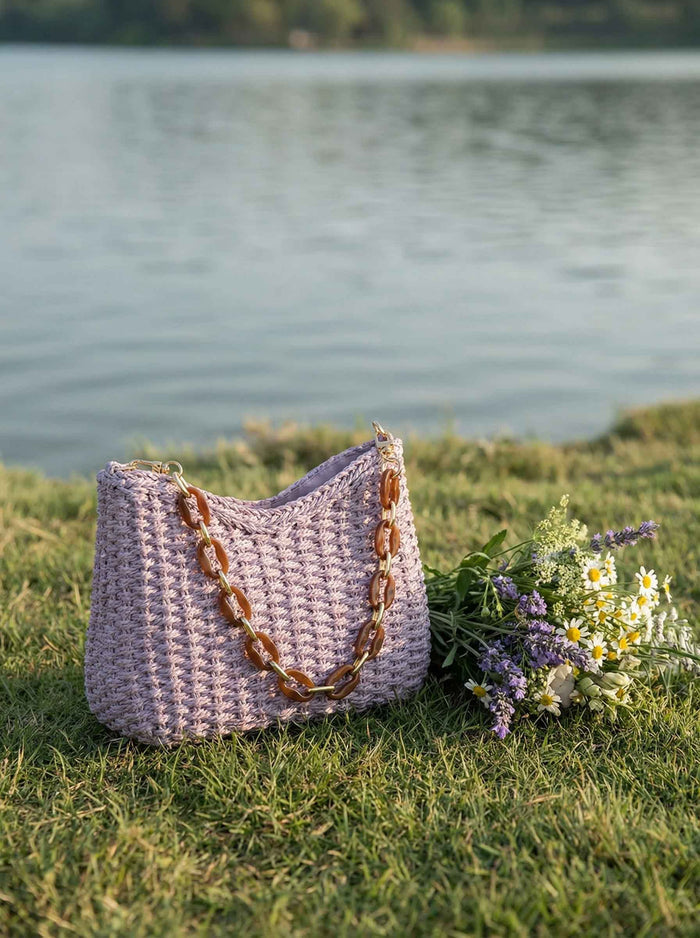 Colorful Woven Straw Shoulder Bag LINTICO