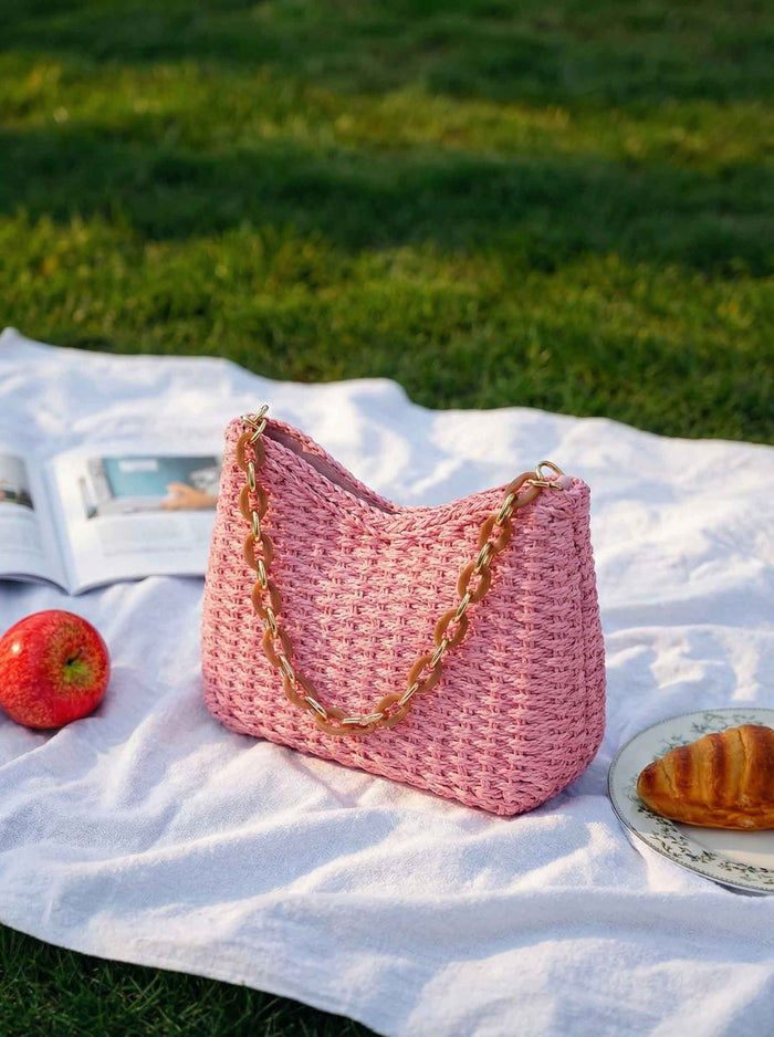 Colorful Woven Straw Shoulder Bag LINTICO