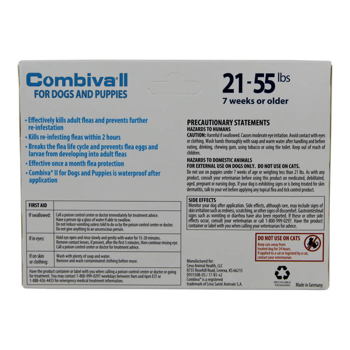 Combiva II for Dogs & Puppies, 21 - 55 lbs, 3 ct - 004CEV-01614 - 21 - 55 lbs - 3 ct - 3