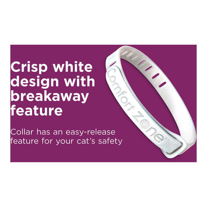 Comfort Zone Cat Calming Pheromone Collar, Anxiety & Stress Relief Aid, Breakaway Design, White - FA4L - 2pk - 4